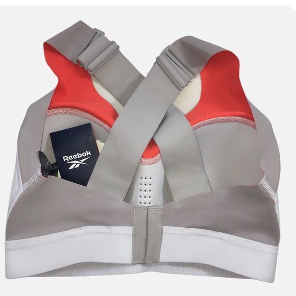 Reebok Women's Puremove+ High Impact Sports Bra, Grey & Orange Large - Picture 3 of 9